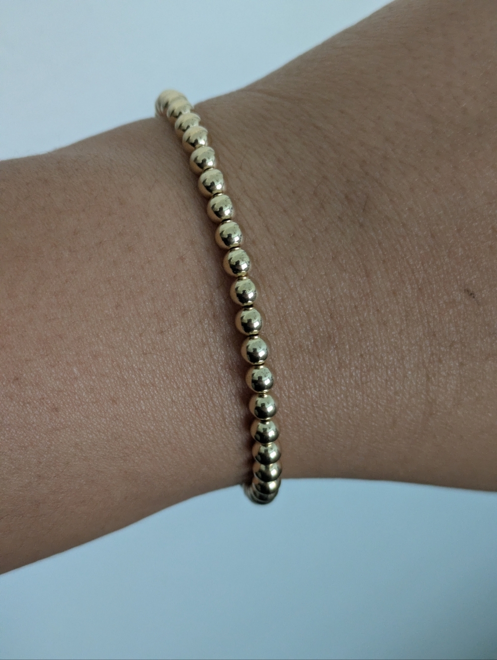 14k Yellow Gold Filled Beaded Elastic Bracelet